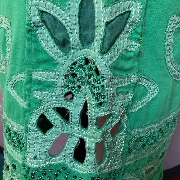 Aquarius for Anthropologie convertible green knit embroidered skirt - Picture 2 of 4